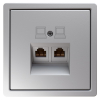 Розетка информационная RJ 45 двойная кат 5е JaSmart FD (soft touch) (матовый белый) FD6106PWM