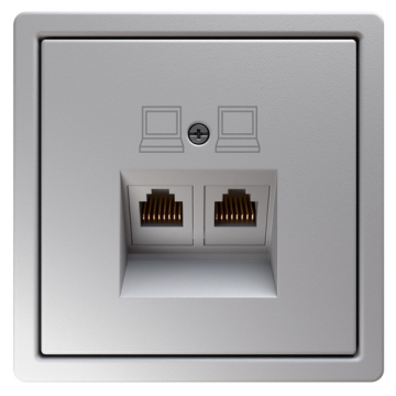 Розетка информационная RJ 45 двойная кат 5е JaSmart FD (soft touch) (матовый белый) FD6106PWM