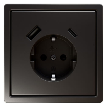 Розетка с заземлением со шторками Jasmart FD 16A USB A+C 25W (никель) FD5501USB-25NI