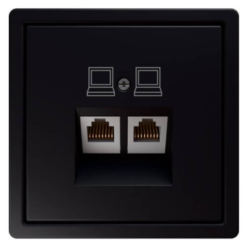 Розетка информационная RJ 45 двойная кат 5е JaSmart FD (soft touch) (черный матовый) FD6106PBM