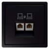 Розетка информационная RJ 45 двойная кат 6 JaSmart FD (soft touch) (черный матовый) FD6108PBM