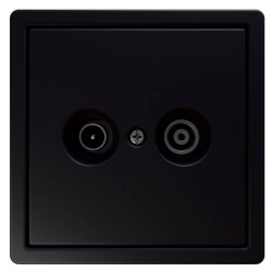 Розетка TV+FM Jasmart FD Φ9.5mm проходная (soft touch) (черный матовый) FD6205PBM