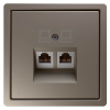 Розетка информационная RJ 45 двойная кат 6 JaSmart FD (soft touch) (матовый тауп) FD6108PTM