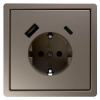 Розетка с заземлением со шторками Jasmart FD 16A USB A+C 25W (soft touch) (матовый тауп) FD5501USB-25PTM