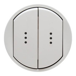 Лицевая панель Legrand Celiane для двухклавишного выключателя и переключателя с подсветкой (белая) 068004