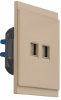 Розетка компьютерная двойная KRANZ SETE RJ45 кат6 с рамкой (кашемир) KR-79-0724-2
