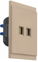 Розетка компьютерная двойная KRANZ SETE RJ45 кат6 с рамкой (кашемир) KR-79-0724-2
