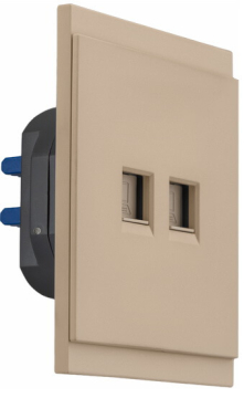 Розетка компьютерная двойная KRANZ SETE RJ45 кат6 с рамкой (кашемир) KR-79-0724-2