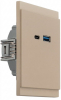Розетка USB-A+Type-C Kranz SETE 3А с функцией быстрой зарядки с рамкой (кашемир) KR-79-0729-2