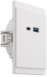 Розетка USB-A+Type-C Kranz SETE 3А с функцией быстрой зарядки с рамкой (жемчуг) KR-79-0729-1
