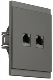 Розетка компьютерная двойная KRANZ SETE RJ45 кат6 с рамкой (графит) KR-79-0724-3