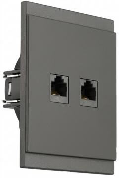 Розетка компьютерная двойная KRANZ SETE RJ45 кат6 с рамкой (графит) KR-79-0724-3