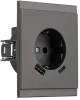 Розетка 16А с USB A+C быстрой зарядки 5В/3А SETE с рамкой (графит) KR-79-0704-3