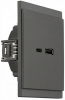 Розетка USB-A+Type-C Kranz SETE 3А с функцией быстрой зарядки с рамкой (графит) KR-79-0729-3