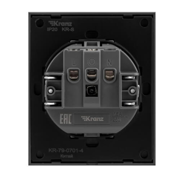 Розетка Kranz SETE со шторками 16А с рамкой (антрацит) IP20 KR-79-0701-4