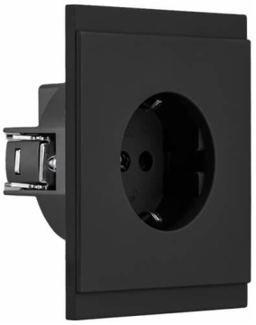 Розетка Kranz SETE со шторками 16А с рамкой (антрацит) IP20 KR-79-0701-4