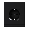 Розетка 16А с USB A+C быстрой зарядки 5В/3А SETE с рамкой (антрацит) KR-79-0704-4