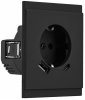 Розетка 16А с USB A+C быстрой зарядки 5В/3А SETE с рамкой (антрацит) KR-79-0704-4