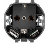 Розетка 16А с USB A+C быстрой зарядки 5В/3А SETE с рамкой (антрацит) KR-79-0704-4