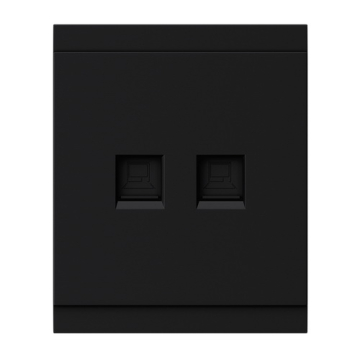 Розетка компьютерная двойная KRANZ SETE RJ45 кат6 с рамкой (антрацит) KR-79-0724-4