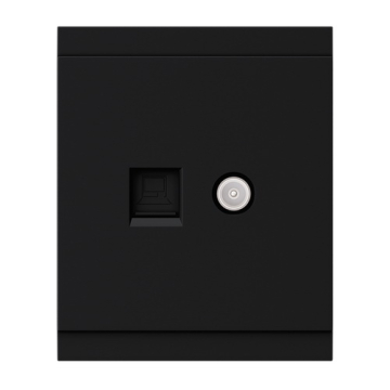 Розетка TV + компьютерная RJ45 кат6 KRANZ SETE с рамкой (антрацит) KR-79-0721-4