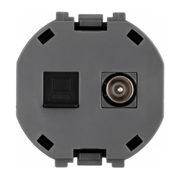 Розетка TV + компьютерная RJ45 кат6 KRANZ SETE с рамкой (антрацит) KR-79-0721-4
