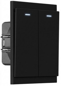 Выключатель 2 кл с подсветкой KRANZ SETE с рамкой (антрацит) KR-79-0715-4
