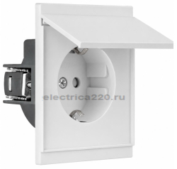 Розетка Kranz SETE с крышкой с/з со шторками и крышкой 16А с рамкой (жемчуг) IP20 KR-79-0728-1