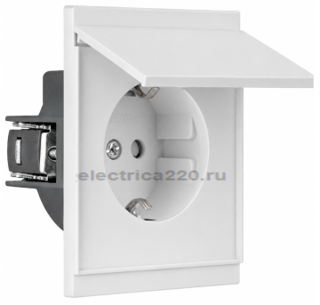 Розетка Kranz SETE с крышкой с/з со шторками и крышкой 16А с рамкой (жемчуг) IP20 KR-79-0728-1