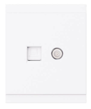 Розетка TV + компьютерная RJ45 кат6 KRANZ SETE с рамкой (жемчуг) KR-79-0721-1