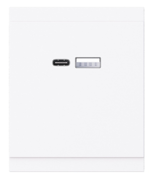 Розетка USB-A+Type-C Kranz SETE 3А с функцией быстрой зарядки с рамкой (жемчуг) KR-79-0729-1