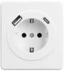 Розетка 16А с USB A+C быстрой зарядки 5В/3А Kranz Round с рамкой (перламутр) KR-78-0704-1