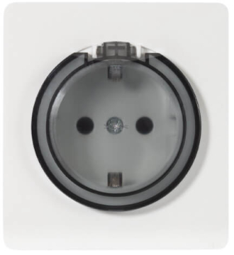 Розетка Kranz Round с крышкой 16А с рамкой (перламутр) KR-78-0702-1