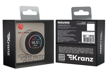 Терморегулятор Kranz Round Wi-Fi с рамкой (шелк) KR-78-0728-7