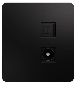 Розетка TV+компьютерная Кат6 Kranz Round с рамкой (оникс) KR-78-0722-3