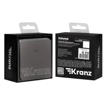 Выключатель 1 кл с подсветкой Kranz Round c рамкой (титан) KR-78-0713-2