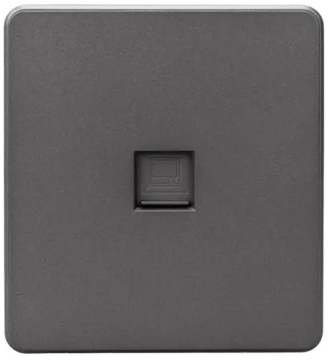 Розетка компьютерная Kranz Round RJ45 кат6 с рамкой (титан) KR-78-0724-2