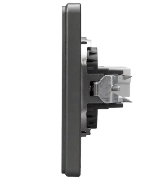 Розетка компьютерная Kranz Round RJ45 кат6 с рамкой (титан) KR-78-0724-2