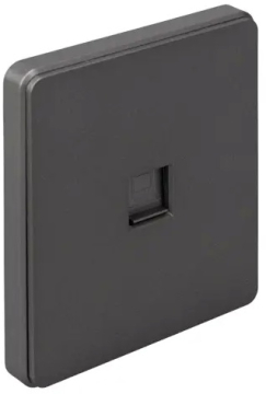 Розетка компьютерная Kranz Round RJ45 кат6 с рамкой (титан) KR-78-0724-2