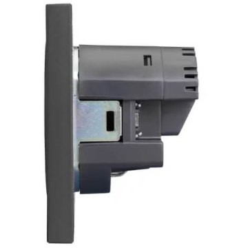 Розетка 16А с USB A+C быстрой зарядки 5В/3А Kranz Strong с рамкой (графит) KR-78-0704-6