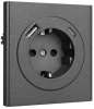 Розетка 16А с USB A+C быстрой зарядки 5В/3А Kranz Strong с рамкой (графит) KR-78-0704-6