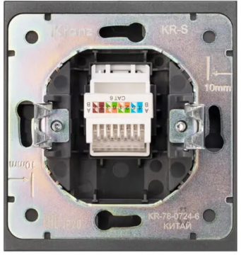 Розетка компьютерная Kranz Strong RJ45 кат6 с рамкой (графит) KR-78-0724-6