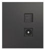 Розетка TV+компьютерная Кат6 Kranz Strong с рамкой (графит) KR-78-0722-6