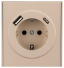 Розетка 16А с USB A+C быстрой зарядки 5В/3А Kranz Strong с рамкой (шелк) KR-78-0704-8