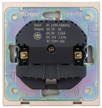 Розетка 16А с USB A+C быстрой зарядки 5В/3А Kranz Strong с рамкой (шелк) KR-78-0704-8