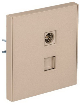 Розетка TV+компьютерная Кат6 Kranz Strong с рамкой (шелк) KR-78-0722-8