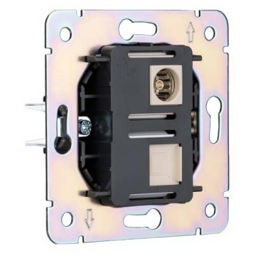 Розетка TV+компьютерная Кат6 Kranz Strong с рамкой (шелк) KR-78-0722-8
