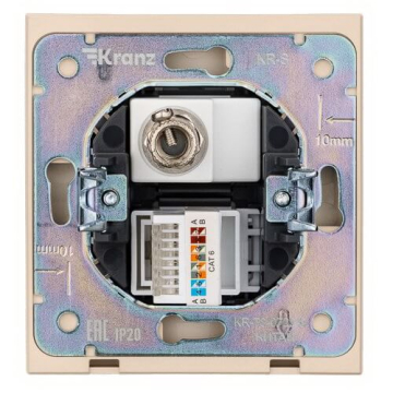 Розетка TV+компьютерная Кат6 Kranz Strong с рамкой (шелк) KR-78-0722-8