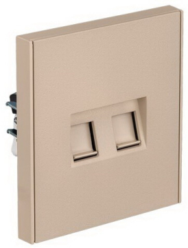 Розетка компьютерная двойная Kranz Strong RJ45+RJ45 кат6 с рамкой (шелк) KR-78-0725-8