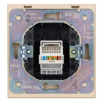 Розетка компьютерная Kranz Strong RJ45 кат6 с рамкой (шелк) KR-78-0724-8